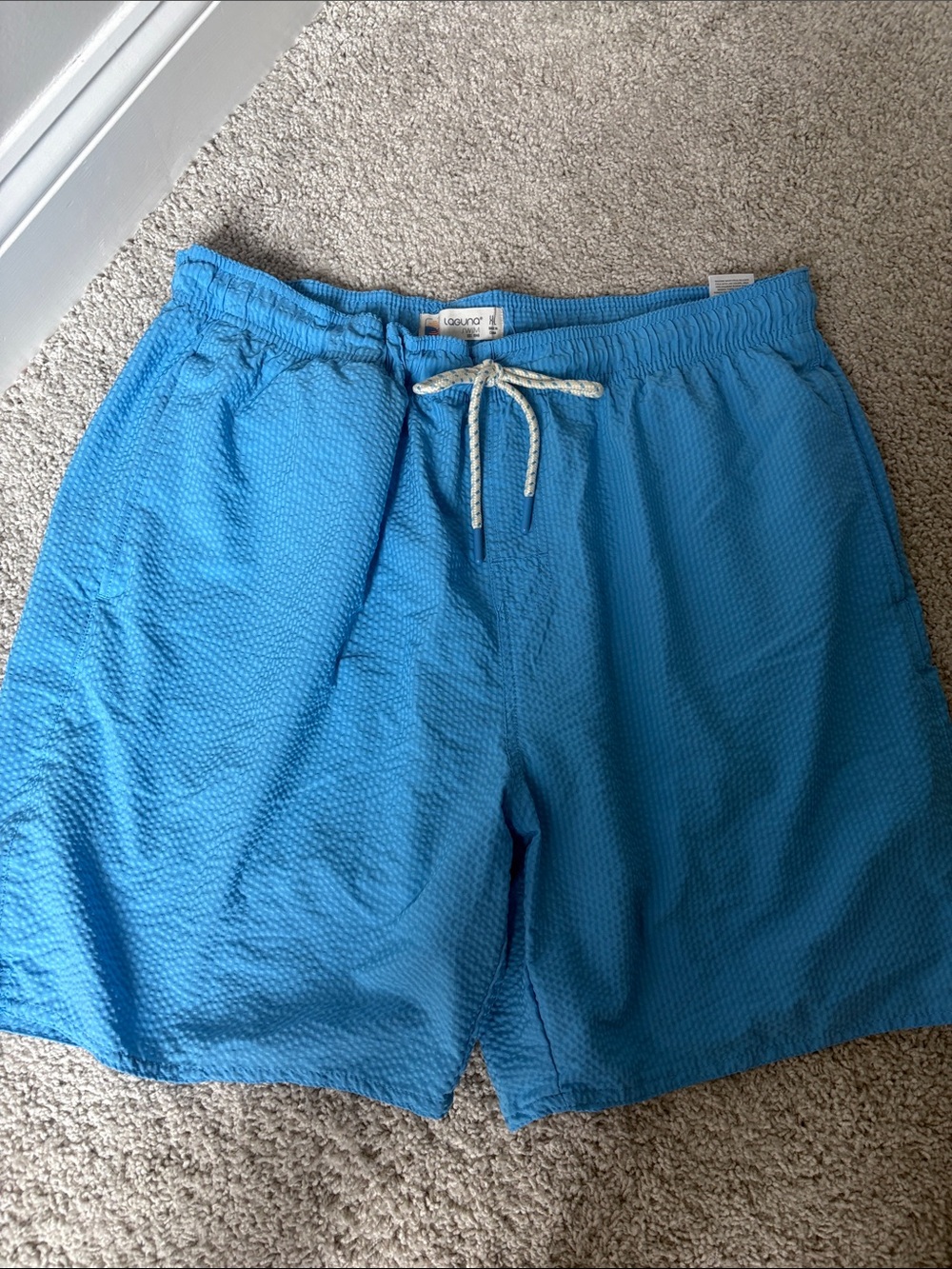 Men's Lightweight Athletic Shorts in Bright Blue with Drawstring - Picture 4 of 4